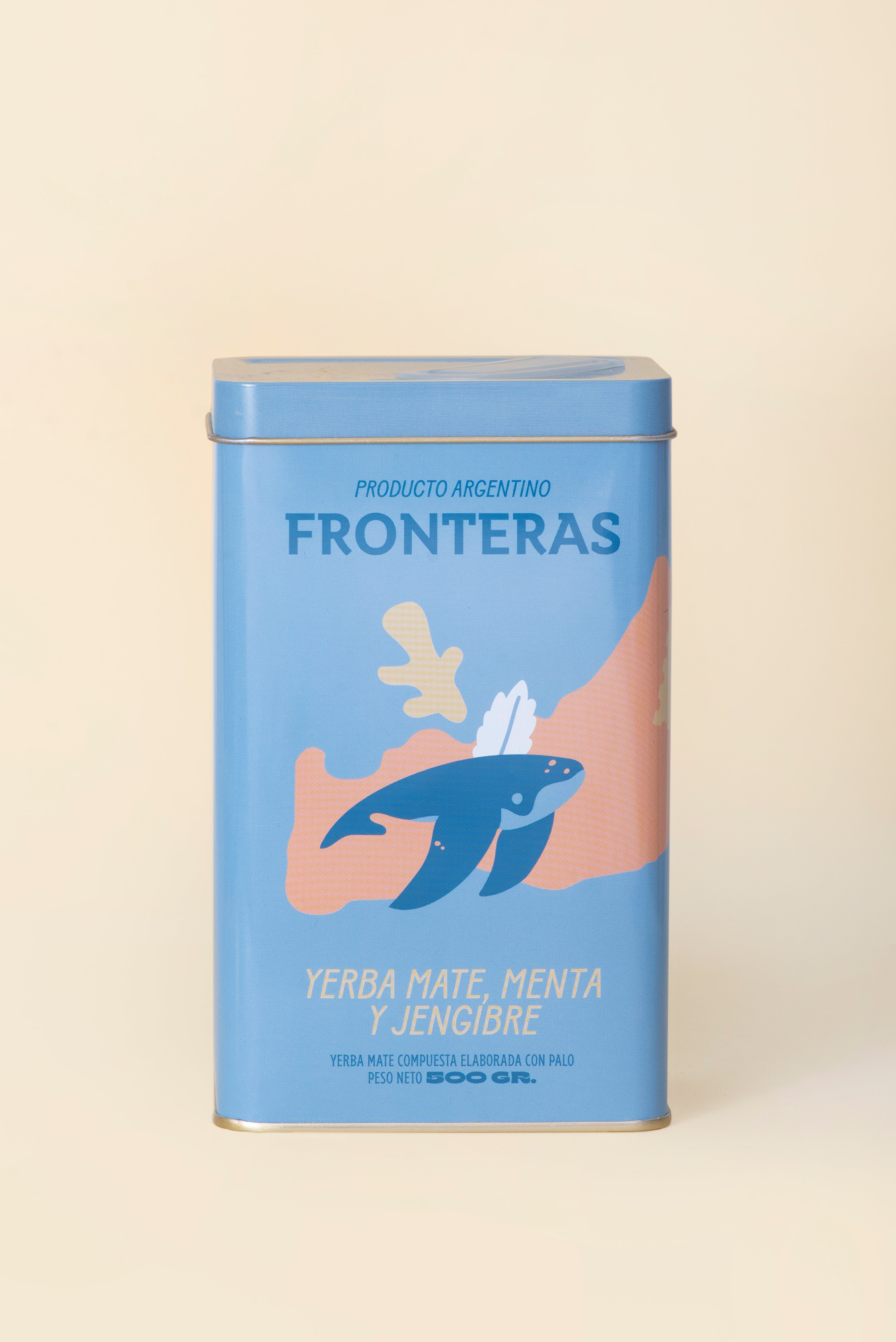 Yerba Mate Fronteras con Menta y jengibre Lata 500 grs