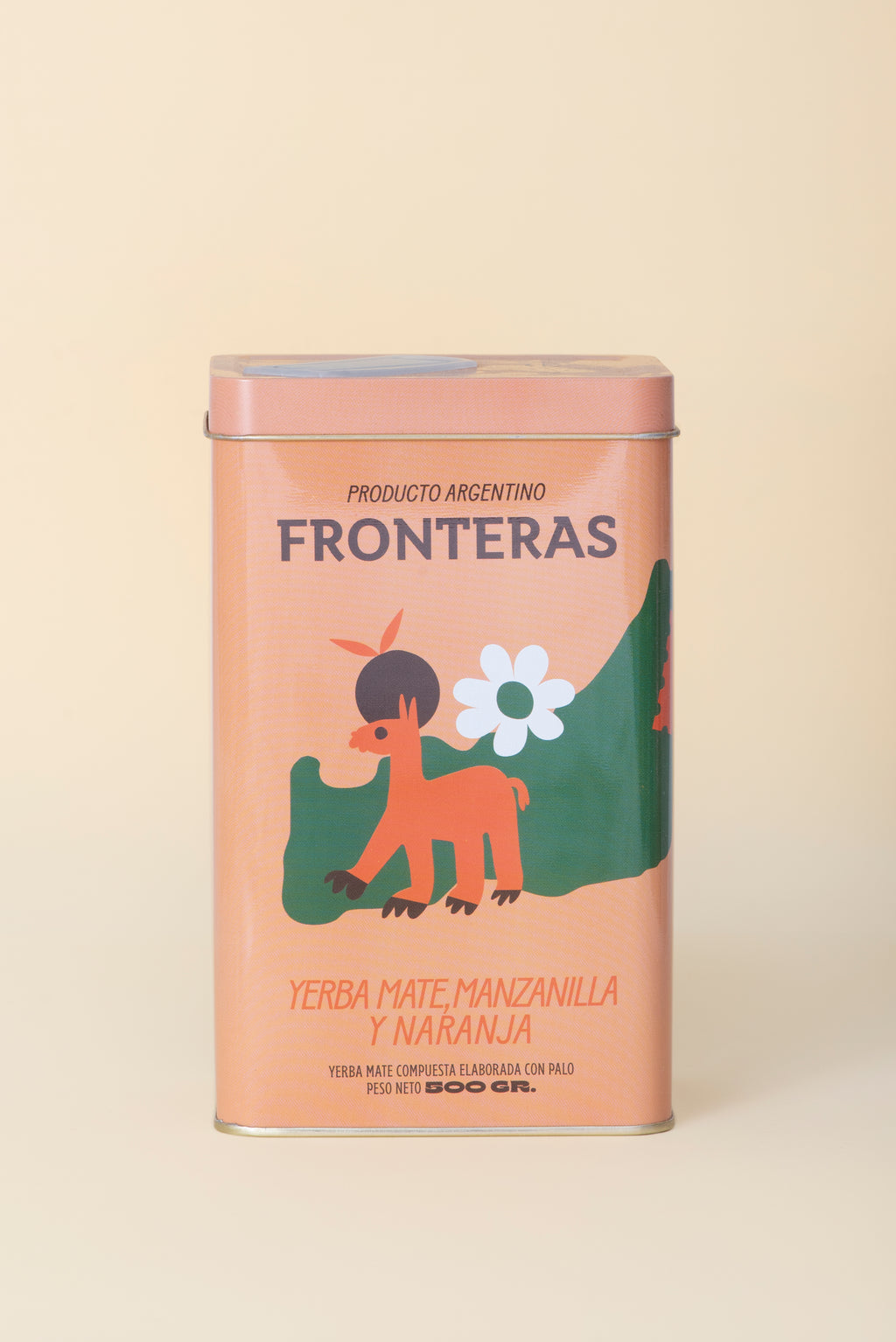 Yerba Mate Fronteras con Manzanilla Y Naranja Lata 500 grs