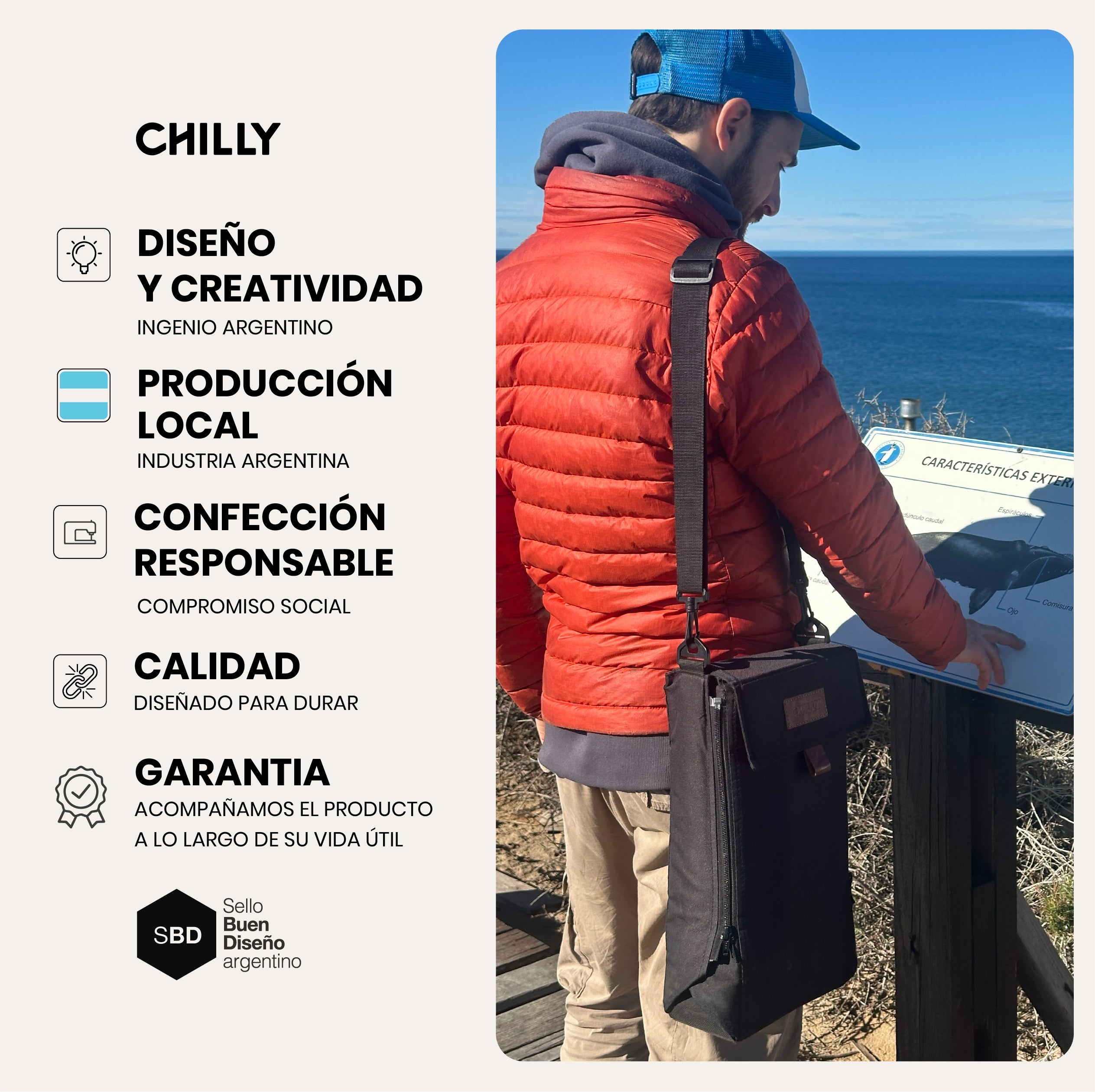 Bolso matero Chilly con Sello Buen Diseño Argentino y valores de producción local
