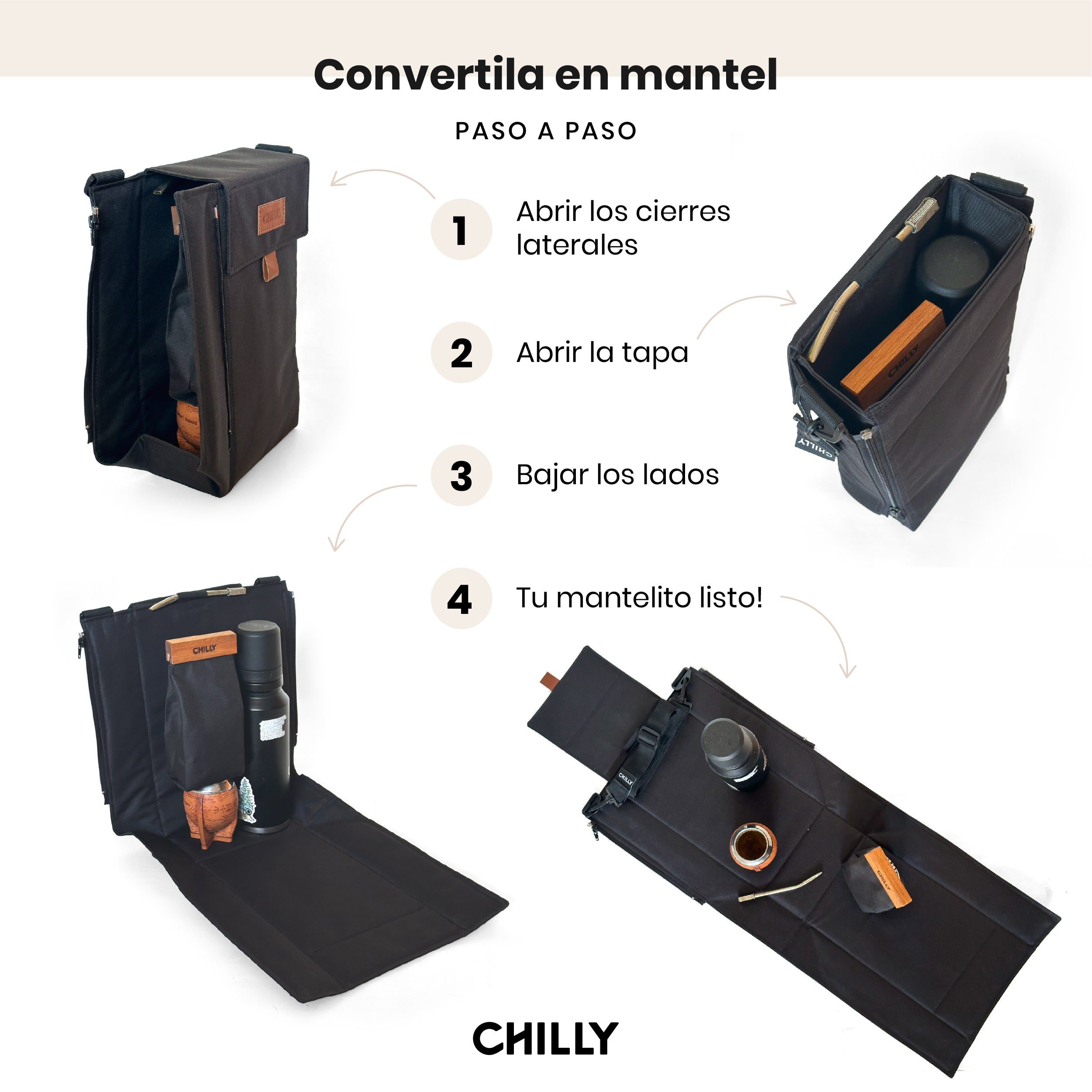 Cómo convertir el bolso matero Chilly en mantel en 4 pasos