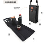 Dimensiones de la matera Chilly negro cerrado y como mantel desplegado
