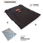 Bolso matero Chilly negro plegado con packaging biodegradable compostable