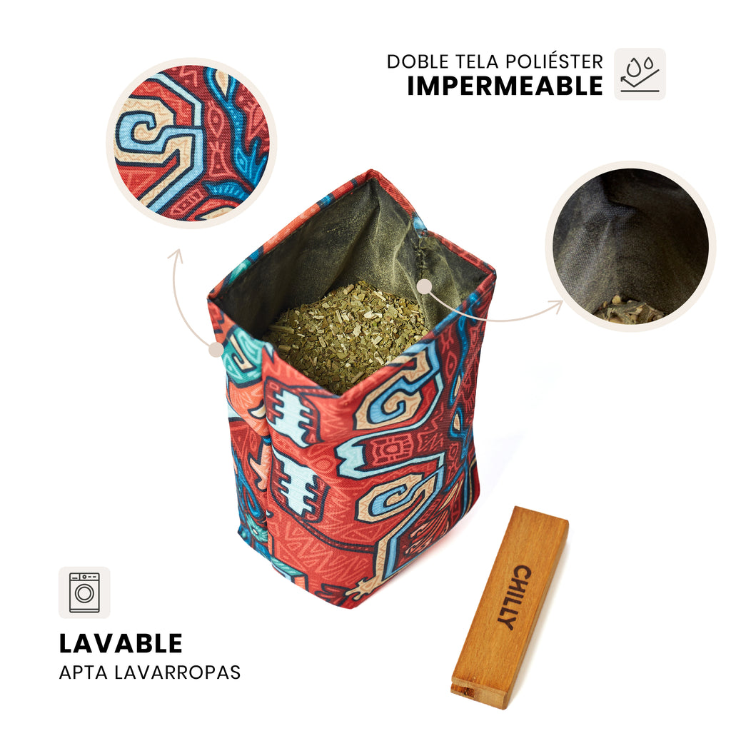 Interior impermeable y lavable de la yerbera de tela Bohemia